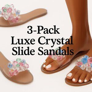 3-Pack Bamboo Clear Stone Jelly Sandals – Wholesale Crystal Flat Slides